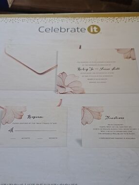 Celebrate It Rose Gold Floral Invitation Set with Blush Accents